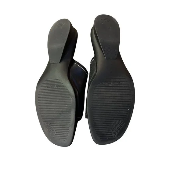 Munro Abby Black Leather Sandals 12 SS Narrow USA Used Y2K - Picture 8 of 13